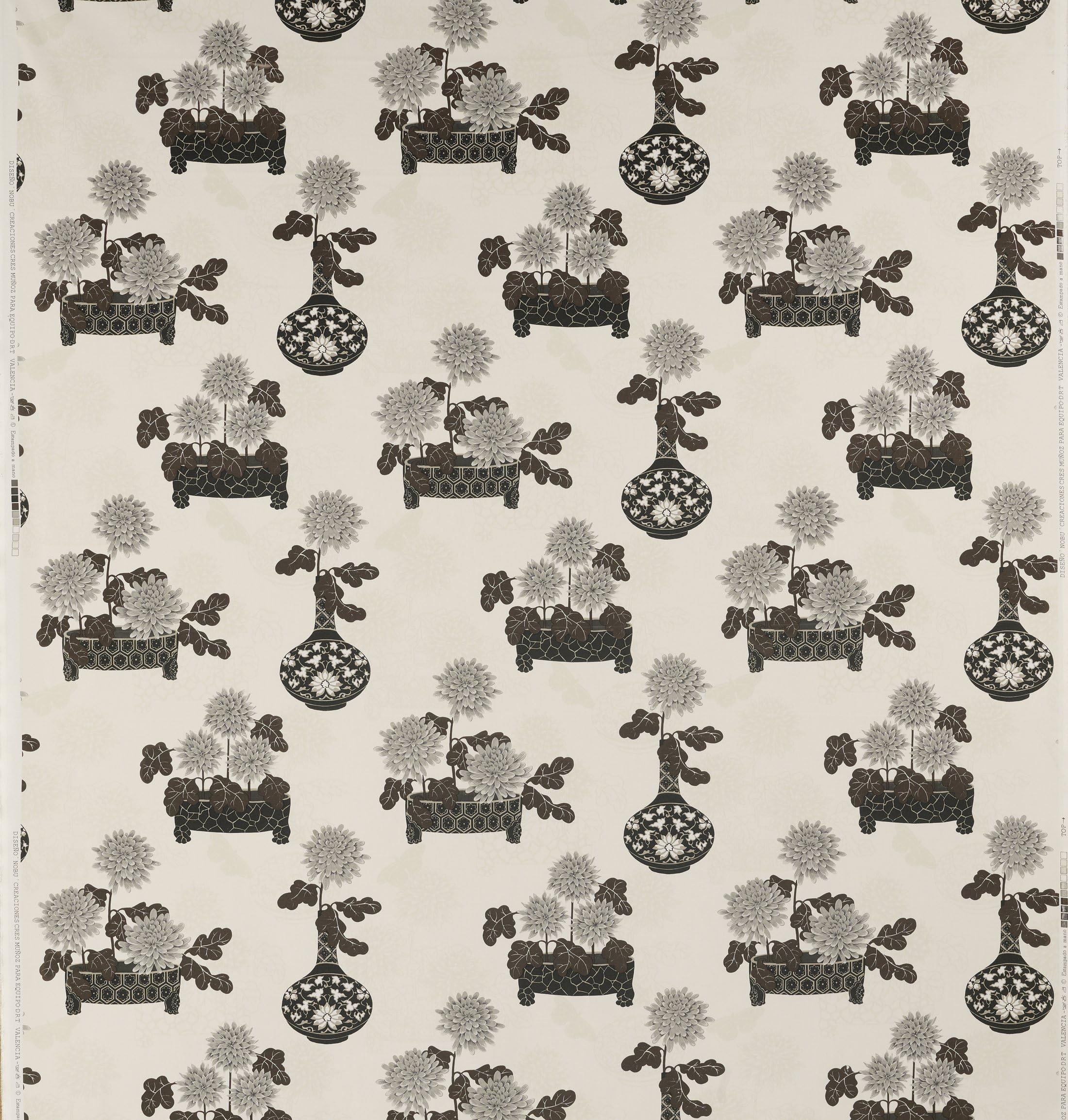 Team DRT Nobu Fabric with Design Ceramic Oriental 58x35x5 cm Wenge