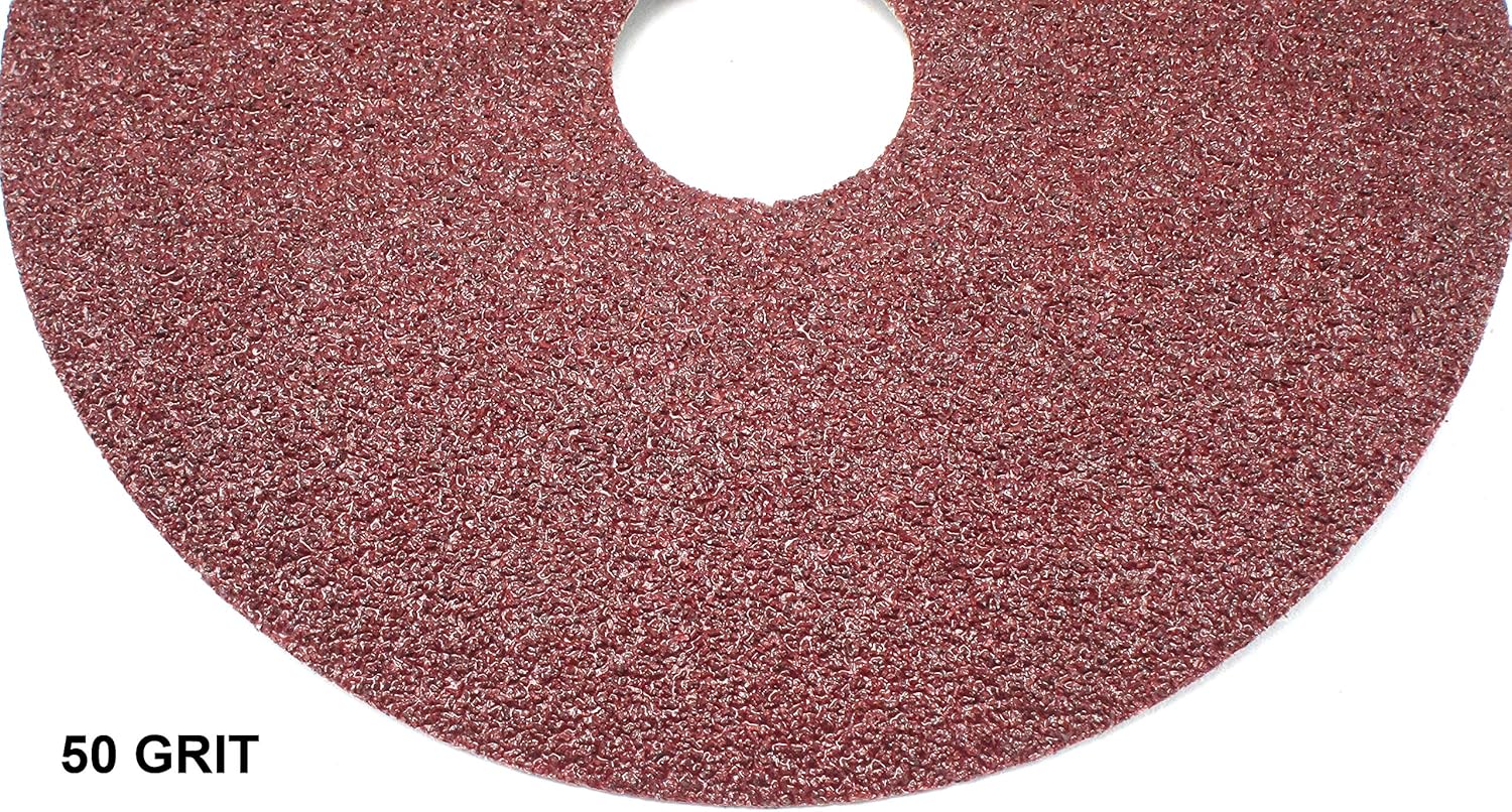 Elitexion Aluminum Oxide Resin Fiber Discs, 100 Grit, 60 Grit, 50 Grit, 40 Grit, 4.5 inches Diameter x 7/8 inch Arbor Hole, Pack of 20 - - 