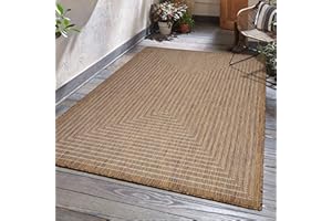 Adiva Rugs Outdoor Indoor Area Rug, Weather Resistant, Easy to Clean, Stain Resistant Floor Mat for Dining Room, Backyard, Deck, Patio (Wooden, 5' x 7')