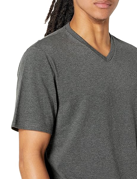 AMAZON ESSENTIALS 100% COTTON T SHIRTS FOR MEN, REGULAR-FIT SHORT-SLEEVE V-NECK, PACK OF 2, AVAILABLE IN BIG & TALL, CHARCOAL HEATHER, 6X-LARGE BIG TALL