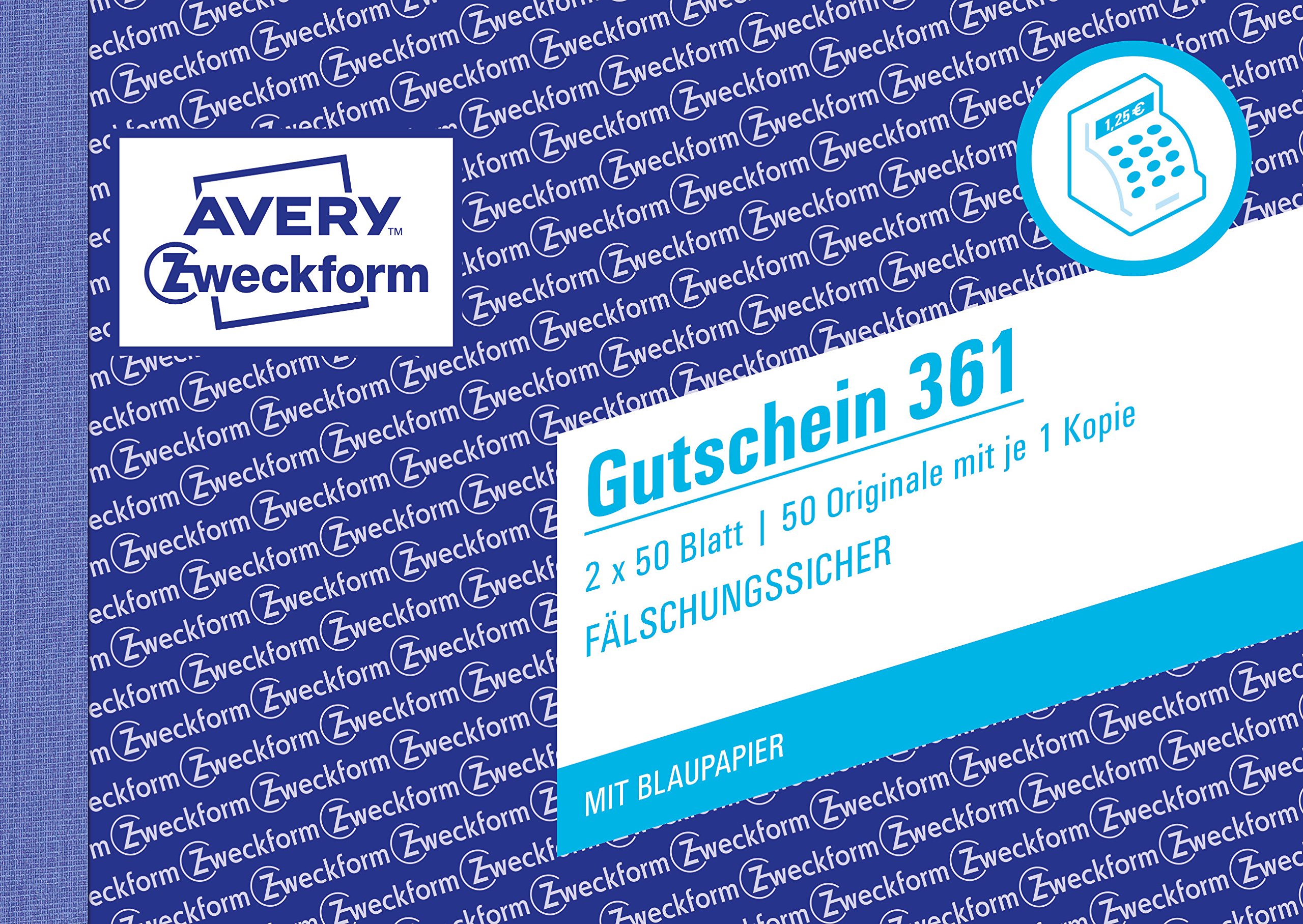 Avery Zweckform 361 Gutschein A6 Landscape with 1 Carbon Paper, 2 x 50 Sheets – White/Yellow