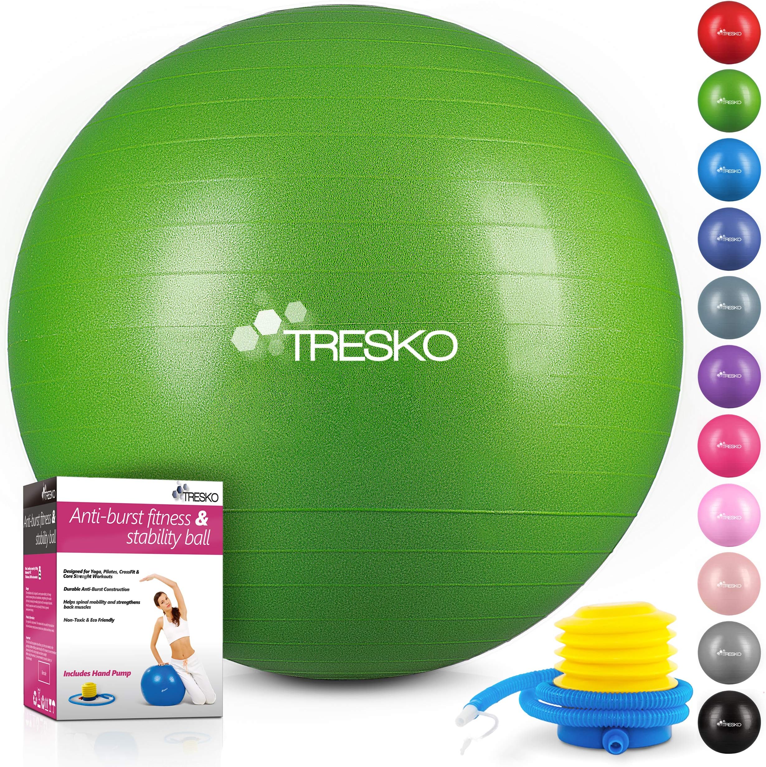 TRESKO® Exercise Ball | 55-85cm Gym Ball with Pump | Anti-Burst & Extra Thick Exercise Ball | Birthing Ball for Yoga, Pilates, Fitness