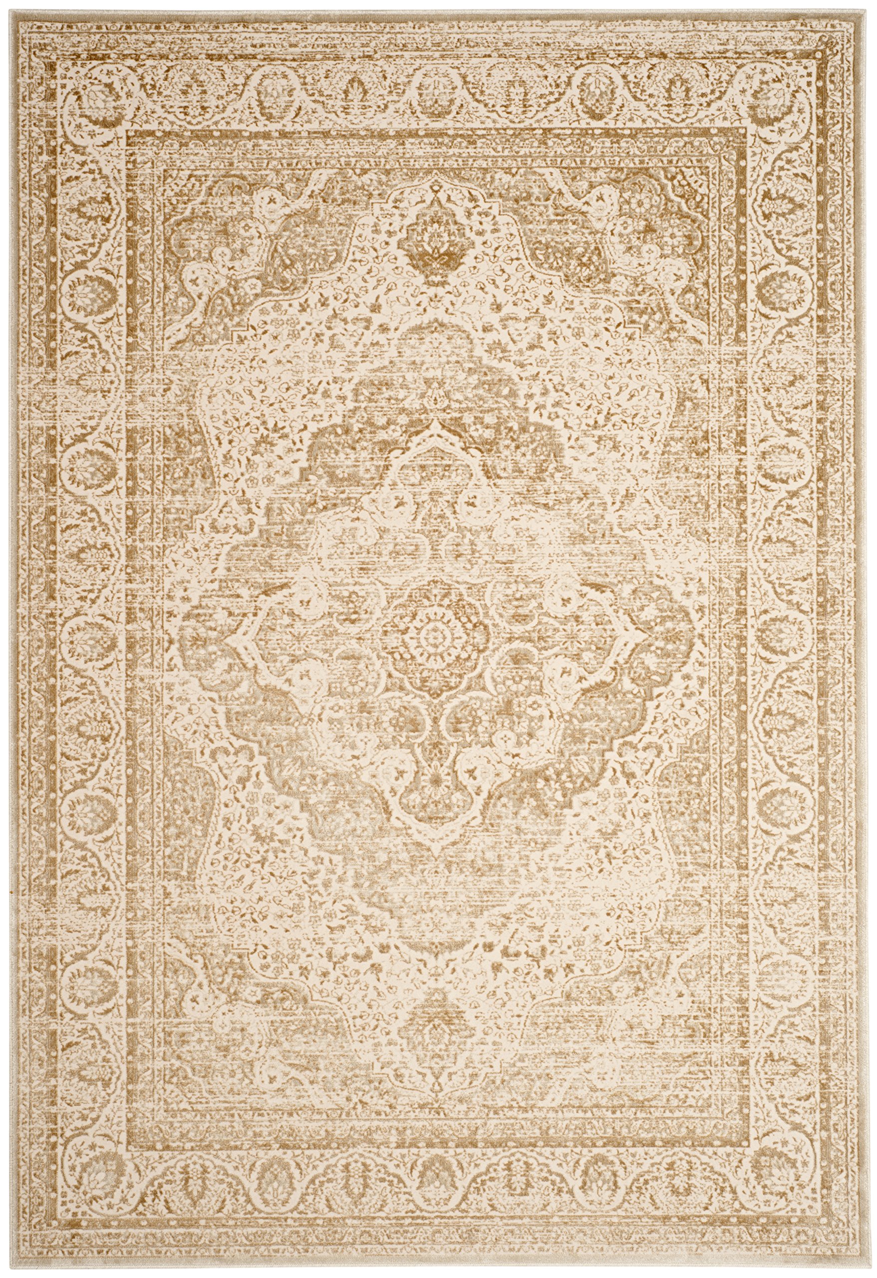 Safavieh Transitional Indoor Woven Rectangle Area Rug, Noble Collection, NBL692, in Light Beige / Cream, 99 X 140 cm for Living Room, Bedroom or Any Indoor Space
