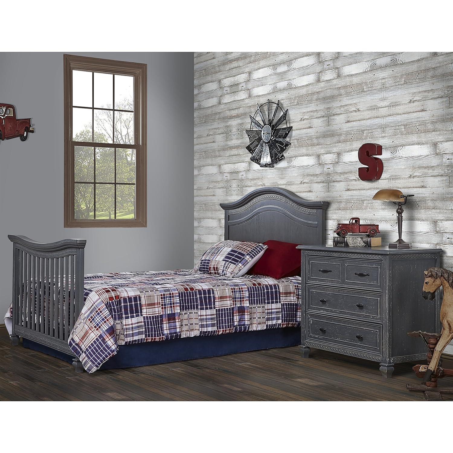 evolur madison crib antique grey mist