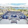U Shaped Arabic Sofa Set, Terrace Pallet Sofa, Royal Blue Sectional Sofas, Floor Cushions, Arabic Majlis, Pouffs Turkish Floor Seating Set (U Sofa Full Set)