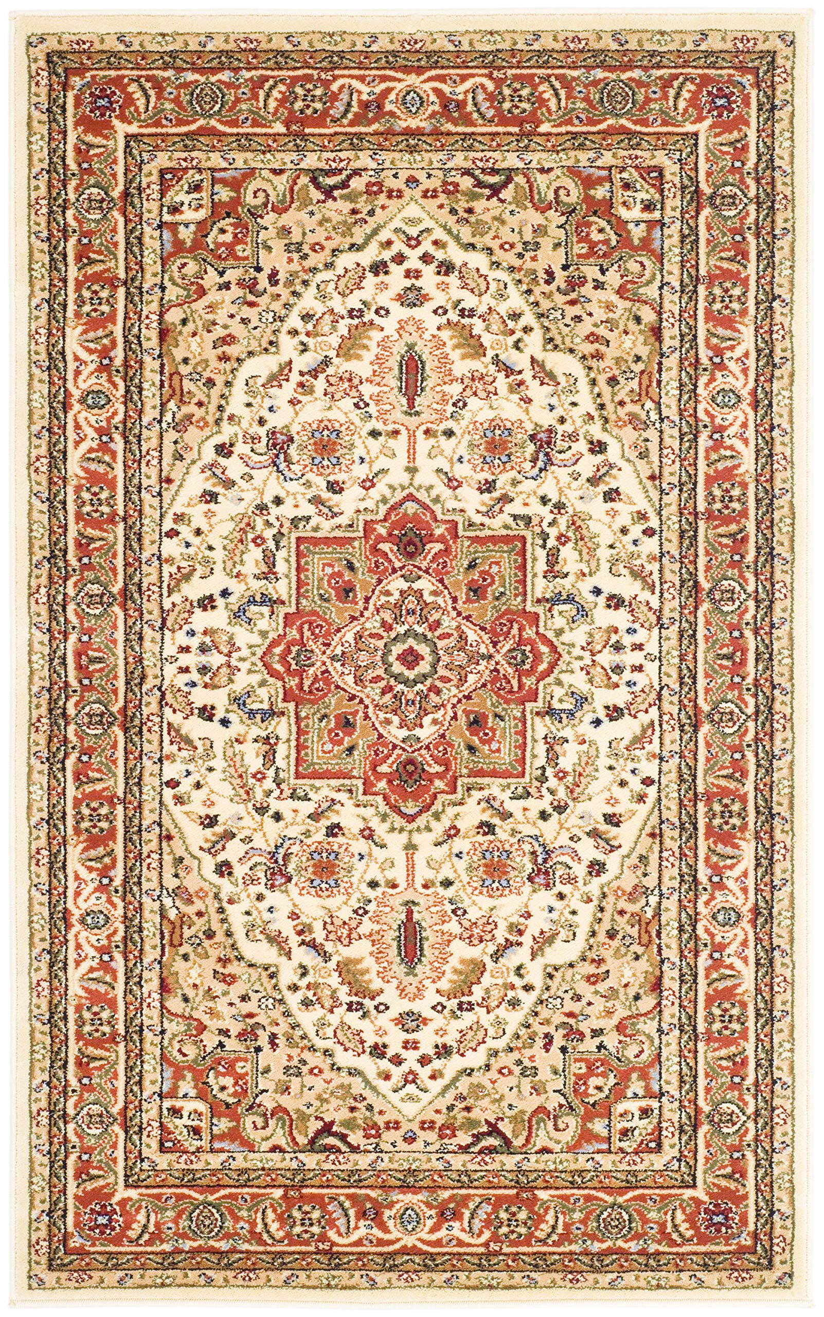 SAFAVIEH Lyndhurst Collection Accent Rug - 2'3" x 4', Ivory & Rust, Traditional Oriental Design, Non-Shedding & Easy Care, Ideal for High Traffic Areas in Entryway, Living Room, Bedroom (LNH330R) Image
