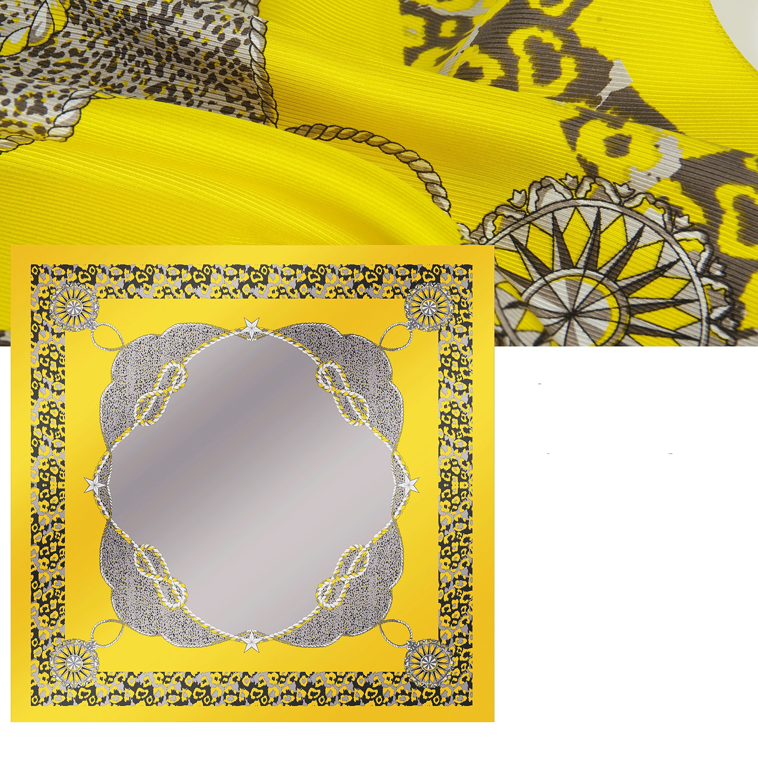 IRRANI Silk Scarves For Women Neckerchief Mulberry Small Square Twill Weave Scarf Headscarf For Hair 25.6*25.6inches(Yellow)