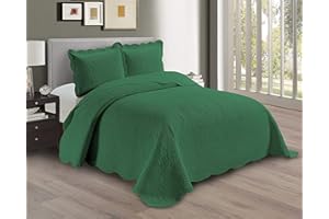 Linen Plus Embossed Coverlet Bedspread Set Oversized Solid Hunter Green King/California King Bed Cover Bedding New # Dana