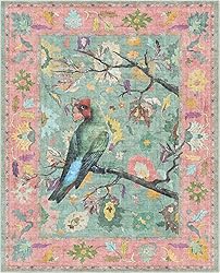 Well Woven Apollo Botanical Birds Ushak Washable