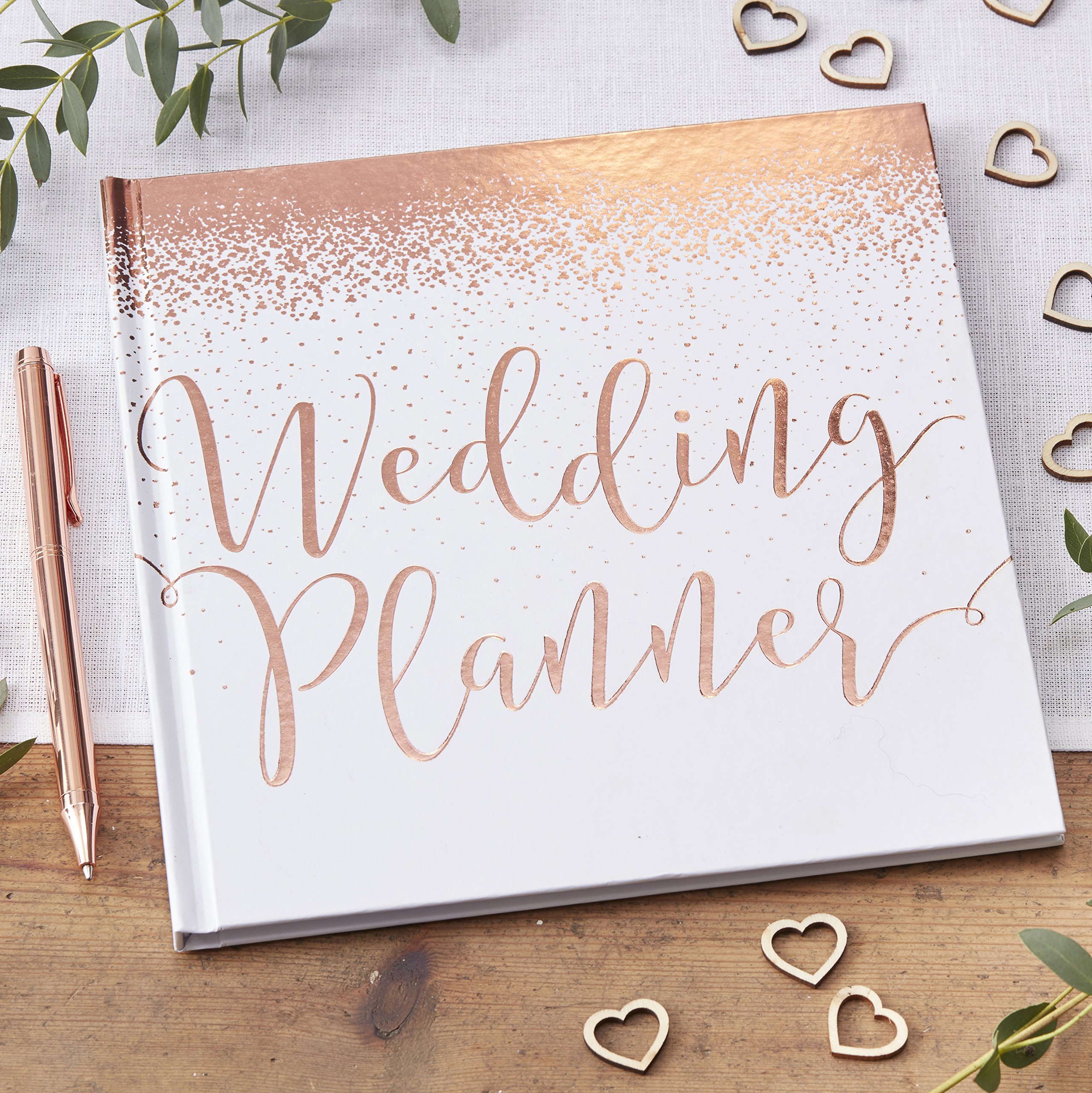 Ginger Ray White & Rose Gold Foiled Wedding Planner Book - 46 Pages - Beautiful Botanics