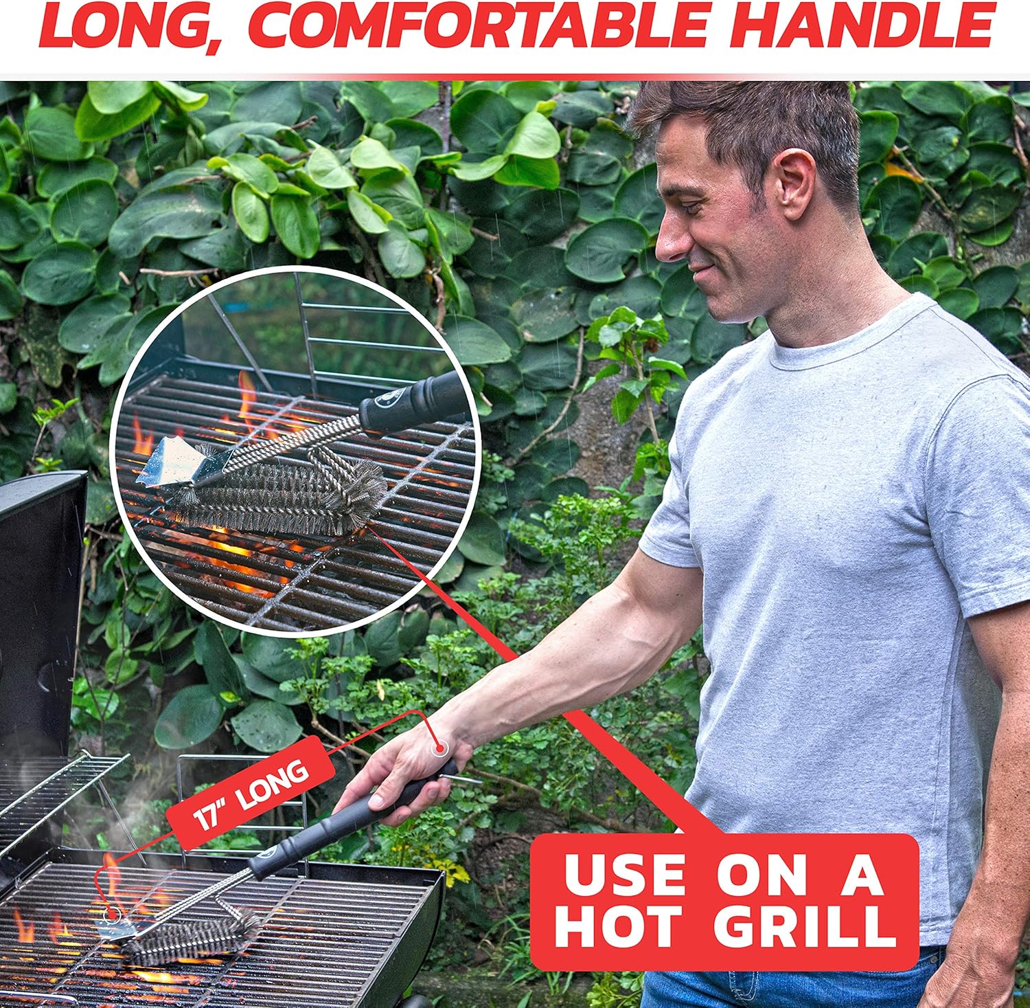 Alpha Grillers Grill Brush and Scraper. Best BBQ Cleaner. Perfect Tools for All Grill Types, Including Weber. Stainless Steel Wire Bristles and Stiff 18 Inch Handle. Ideal Barbecue Accessories: Home & Kitchen