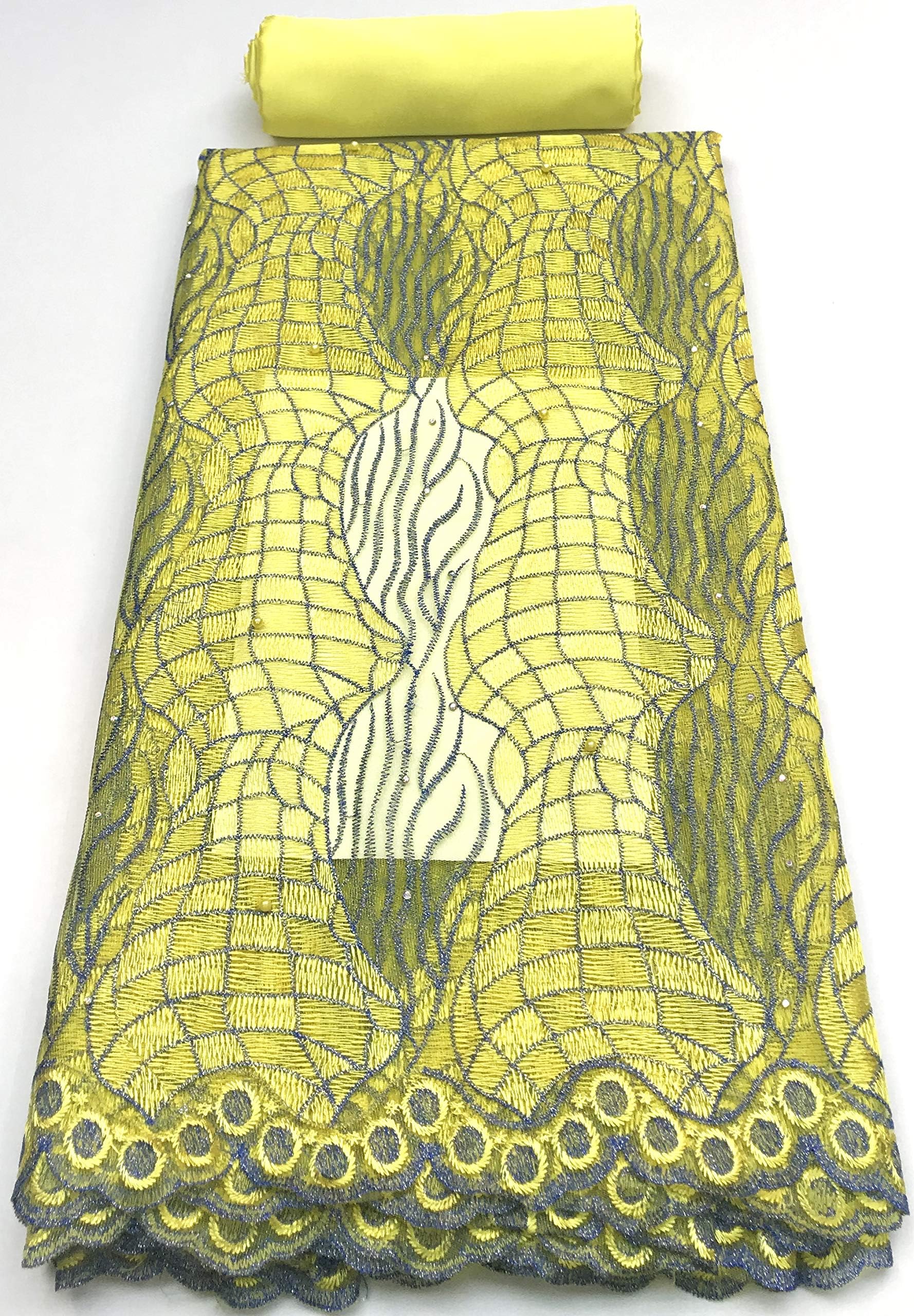 Fabric AFRICAN TULLE TULLE Lace Guiding Embroidered Embroidery Lace AFRICAN SWISS LACE COUPON 5 YARDS / 4.50 Metres