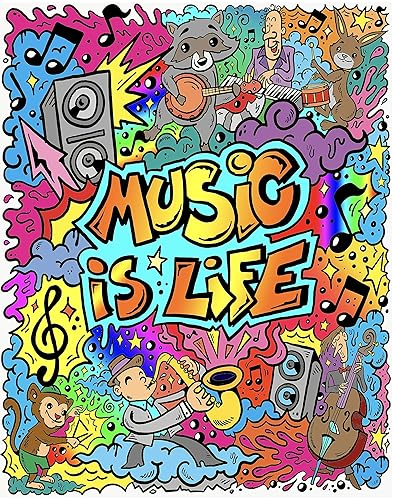 Amazon.com: Music Is Life Doodle Fine Art Famous Quote Print Decor