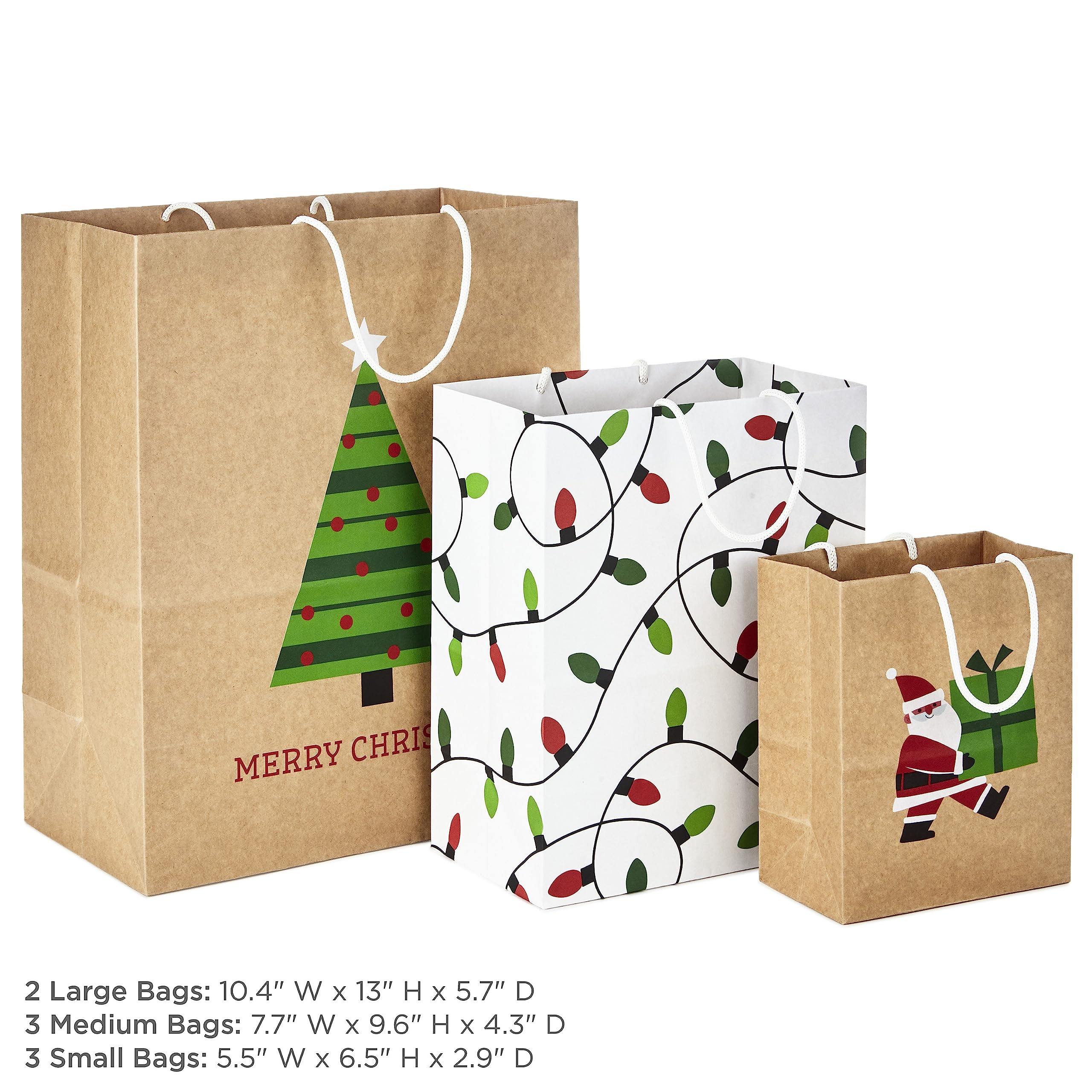 Hallmark Christmas Gift Bags for Kids (8 Bags: 3 Small 6