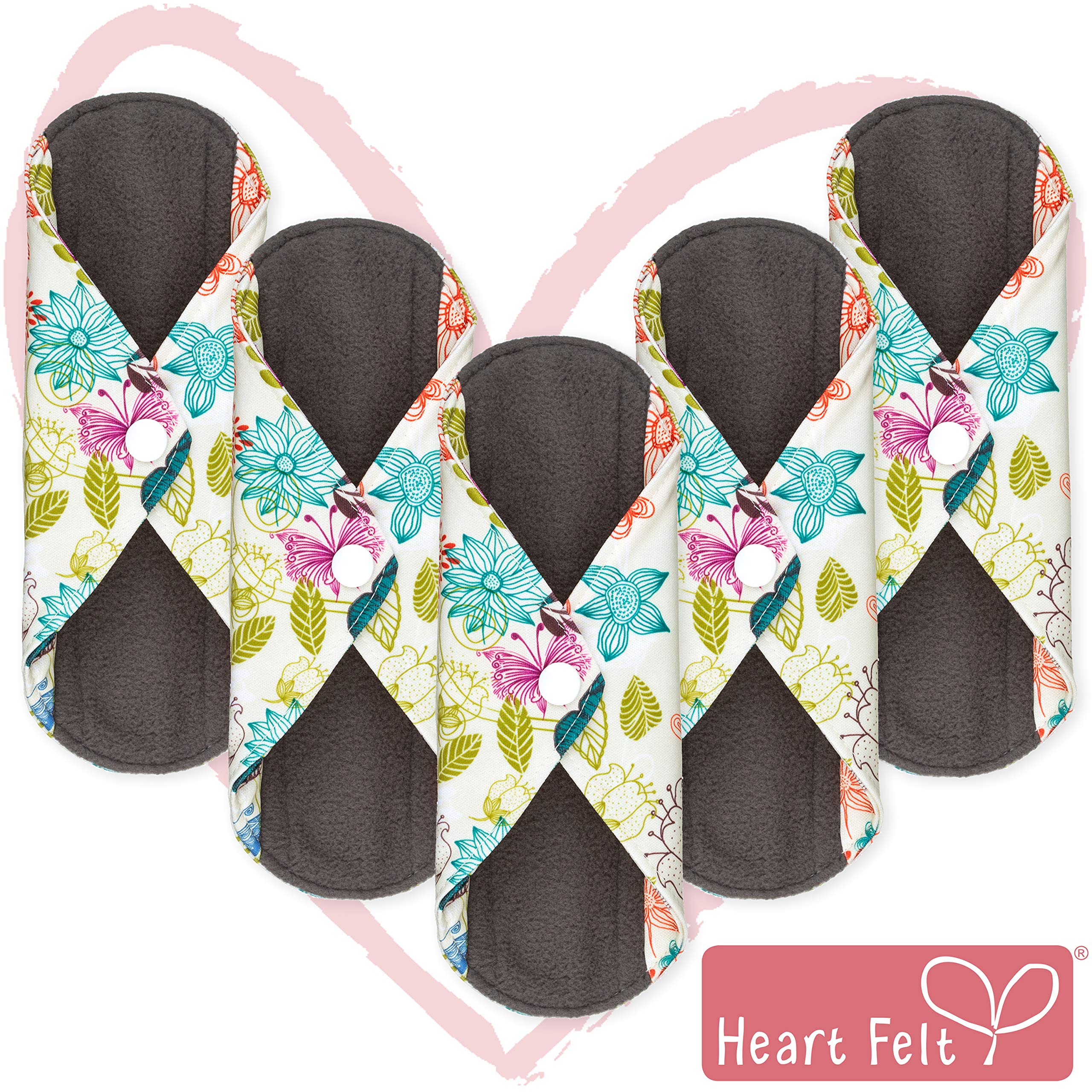 Sanitary Reusable Cloth Menstrual Pads By Heart Felt Xl 5 Pack Washable Natural Organic Napkins With Charcoal Absorbency Layer Overnight Xl Pads For Comfort Support And Incontinence On Galleon Philippines