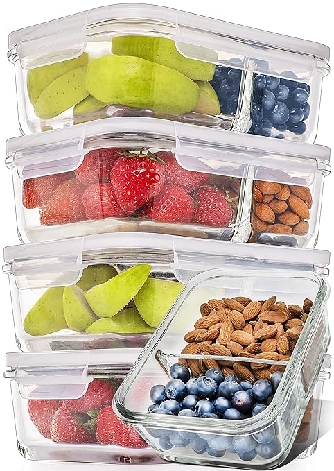 [5 Pcs] Glass Meal Prep Containers