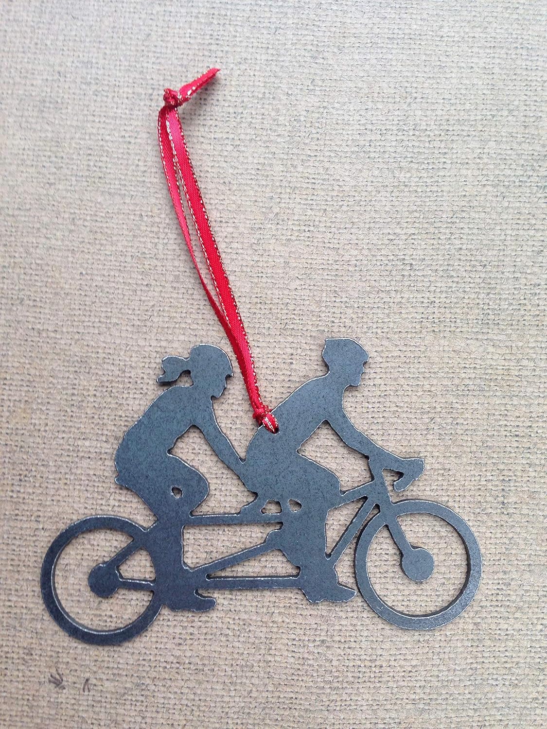 Tandem Bike Metal Christmas Ornament Handmade