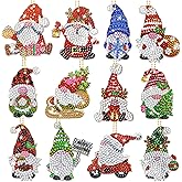 Christmas Diamond Painting Keychain Kit, 5D DIY Diamond Painting Art Santa Gnomes Hanging Ornament Full Drill Diamond Key Rings Pendant for Beginners Kids Adults Christmas Tree Home Decorations