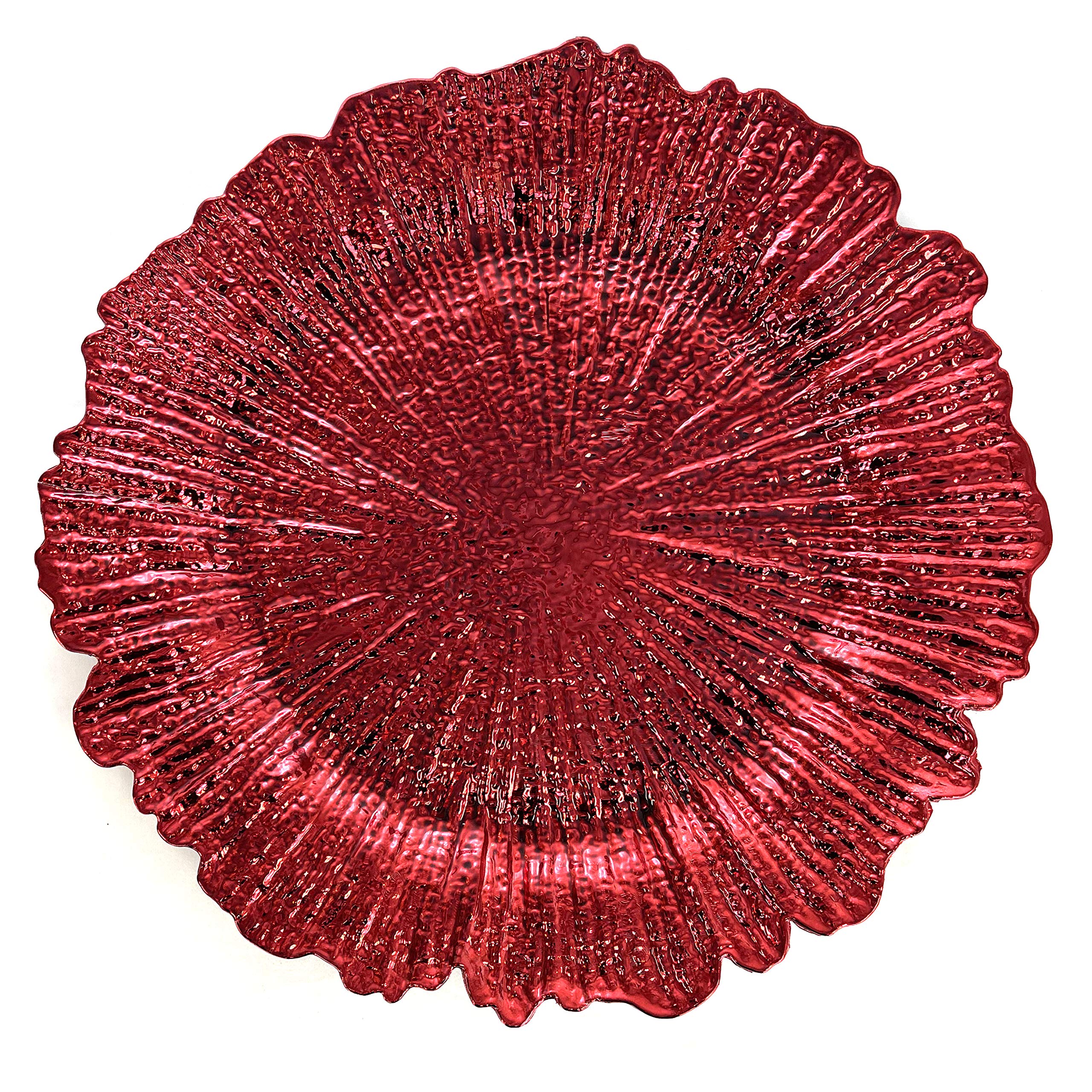 allgala 13-Inch 6-Pack Heavy Quality Round Charger Plates-Reef Red-HD80339