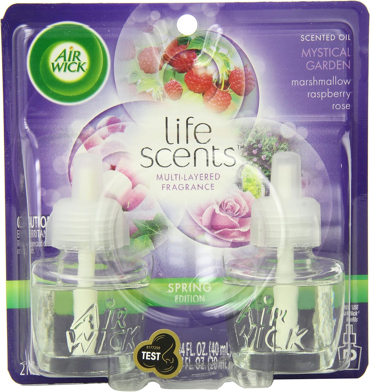 Air Wick Life Scents, Scented Oil Plug in Air Freshener Refills, Marshmallow Raspberry and Rose, 2 Count