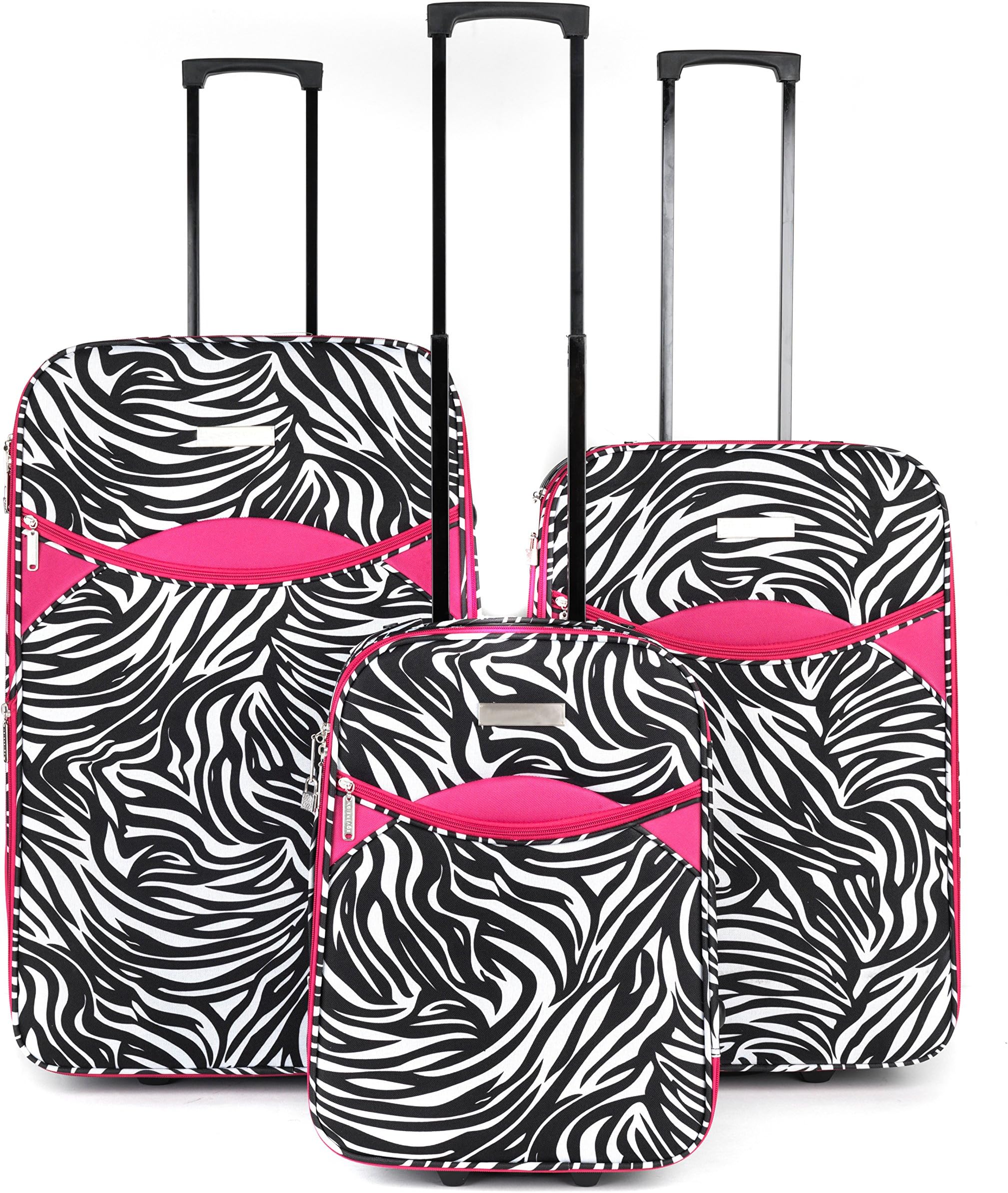 Constellation LG002653PCZEBPKQDMIL Eva 3 Piece Suitcase Set, 18”, 24” & 28”, Zebra Print, Pink