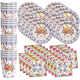 Bunny Rabbit Floral Birthday Party Supplies - Easter Bunny Party Supplies - Floral Party Supplies - Spring Party Supplies - Easter Party Tableware Set Includes Plates Napkins and Cups | Kit for 16