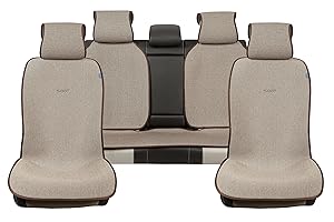 Sojoy Universal Four Seasons Full Set of Car Seat Cover and Cushions (Brown and Tan)
