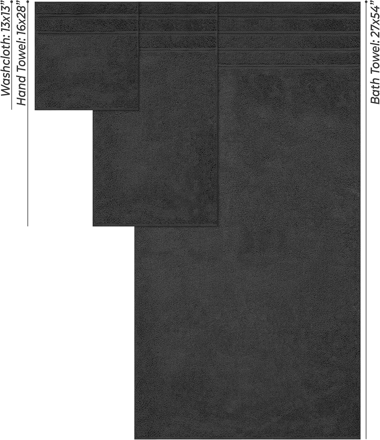 American Soft Linen 6-Piece 100% Turkish Genuine Cotton Premium & Luxury Towel Set for Bathroom & Kitchen, 2 Bath Towels, 2 Hand Towels & 2 Washcloths [Worth $72.95] - Black: Kitchen & Dining