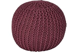 Urban Lifestyle Round Knit Pouf, Wine