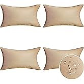Home Brilliant Rectangle Pillow Cover 12x20 Linen Pillow Covers Waterproof Outdoor Throw Pillows for Patio, 30x50 cm, Set of 4, Creamy Linen
