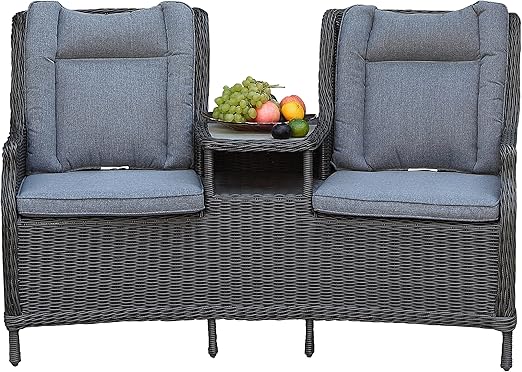Amazon Com Secortile Patio Rattan Furniture Set Double Chair