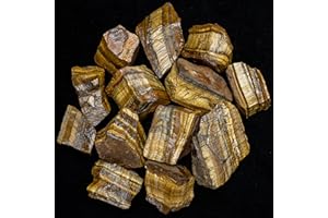 BEZAVO Tiger Eye Rough Stones for Tumbling, Raw Stones and Crystals for Jewelry Making, Polishing, Cabbing, Lapidary, Fountain Rocks, Decoration, Wire Wrapping, Gem Mining, Reiki Healing 1 lb