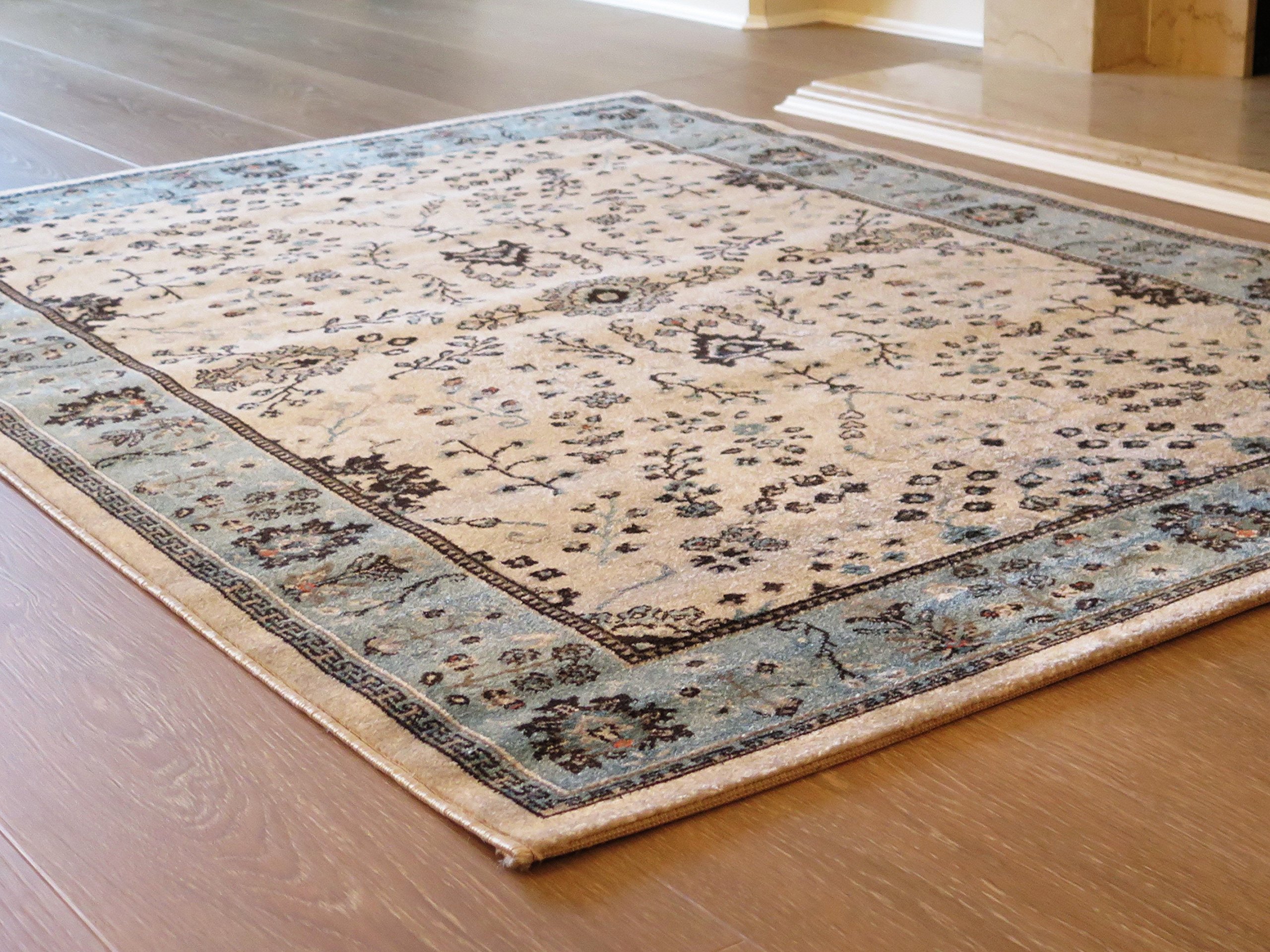 Aspect Herat Oriental/Persian/Floral Area Rug, Polypropylene, Grey/Teal, 170 x 120 x 0.4 cm