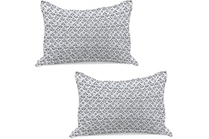 Ambesonne Navy Blue Knitted Quilt Pillowcover Set of 2, Traditional Ikat Pattern Retro Style Composition Damask Inspired, Standard King Pillow Sham for Bedroom, 36" x 20", Indigo White