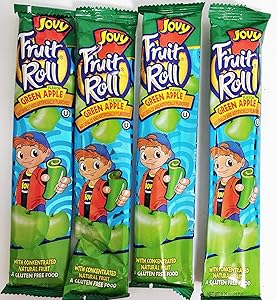 0.75oz Jovy Fruit Roll Snack, Green Apple (4 Packets Per Order)