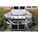 LAMINET Crystal Clear Heavy-Duty Waterproof Plastic Outdoor Furniture Cover - 60" Gas Grill Cover - 3 Season Protection - Kee