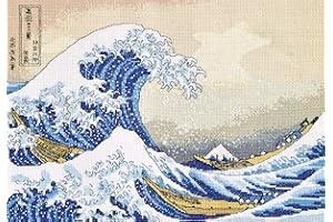 Povitrulya Counted Cross Stitch Kit for Adults ‘The Great Wave Off Kanagawa’ - Hokusai’s Ukiyo-e Japanese Art - Embroidery Set with Pattern Japan Design