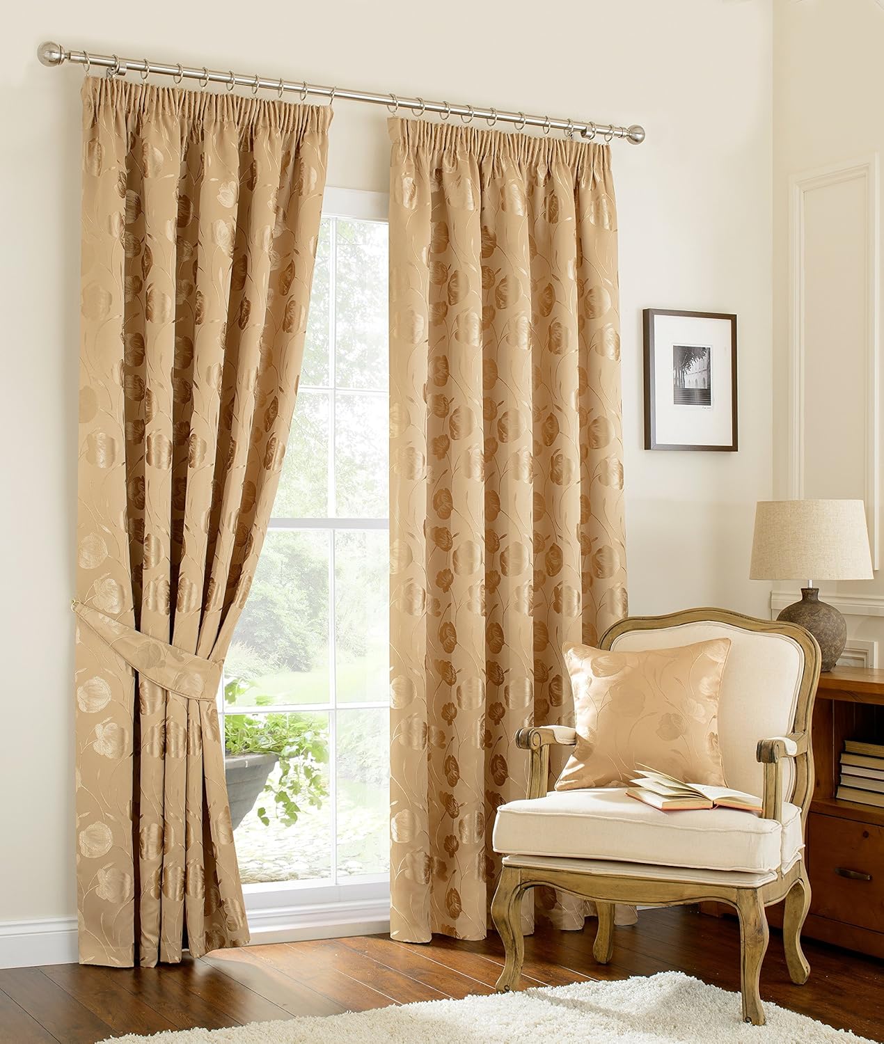 Luxury Traditional Vintage Curtains Rich Gold 46 X 72 Drop Inches