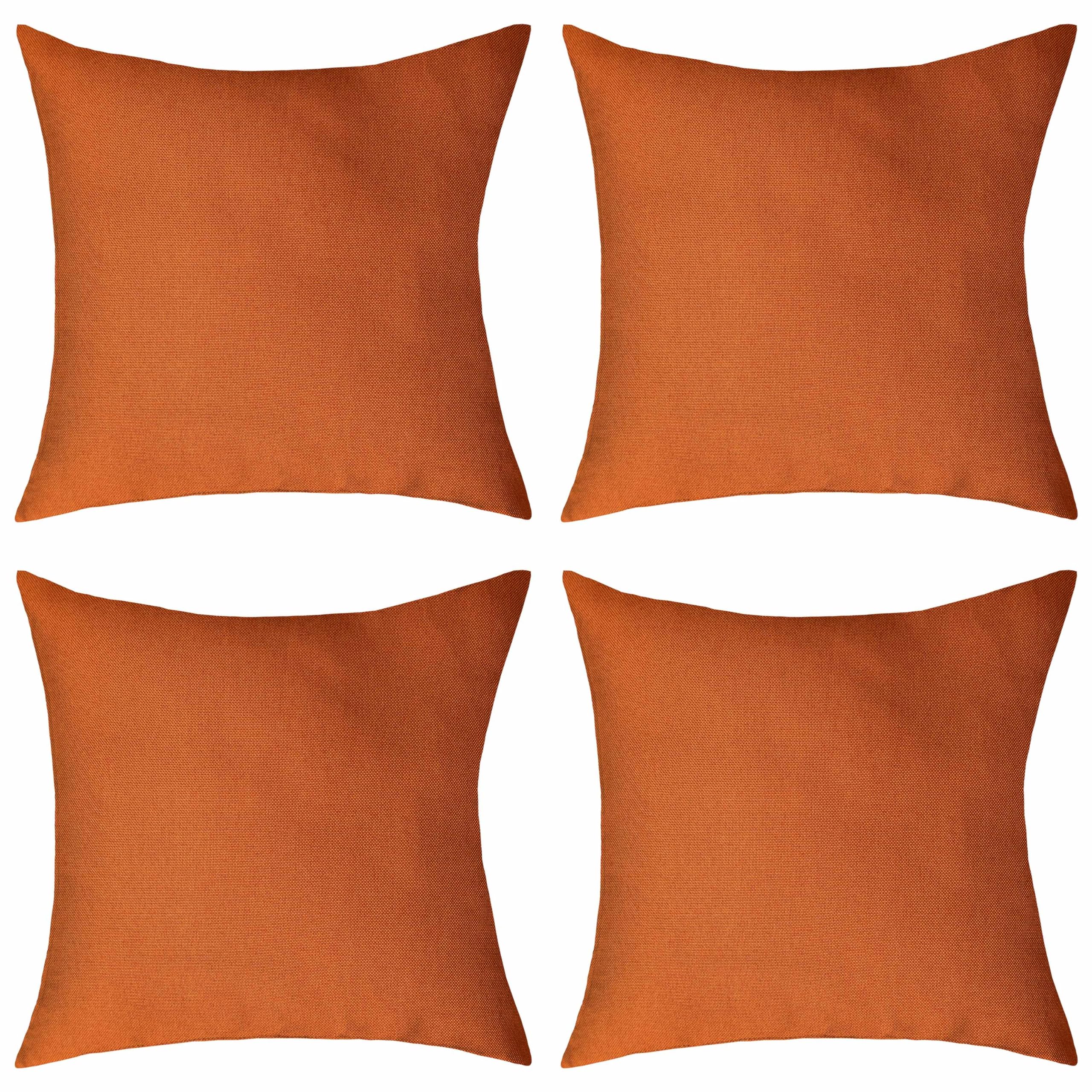 Home Brilliant Orange Outdoor Cushion Covers for Garden Chair, Waterproof Cushions Pillow Covers 18x18, Plain Design Waterproof Cushion Covers for Thanksgiving 45 x 45 CM, Pack of 4, Burnt Orange