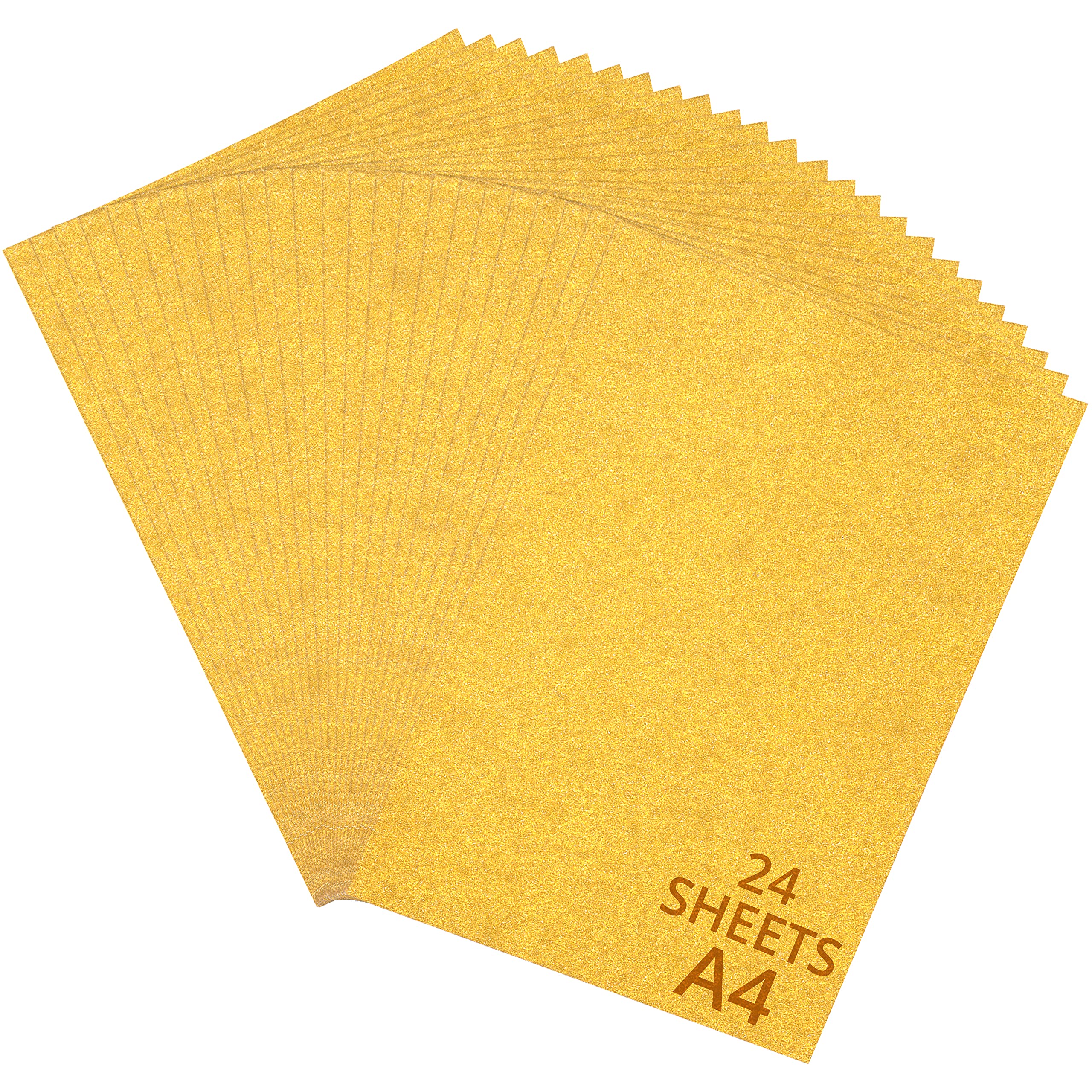 BELLE VOUS 24 Pack A4 250GSM Gold Glitter Cardstock Paper - Card Sheets for DIY Craft, Scrapbooking Projects and Wrapping - Sparkle Card for a Party, Gift Boxes, Arts and Crafts