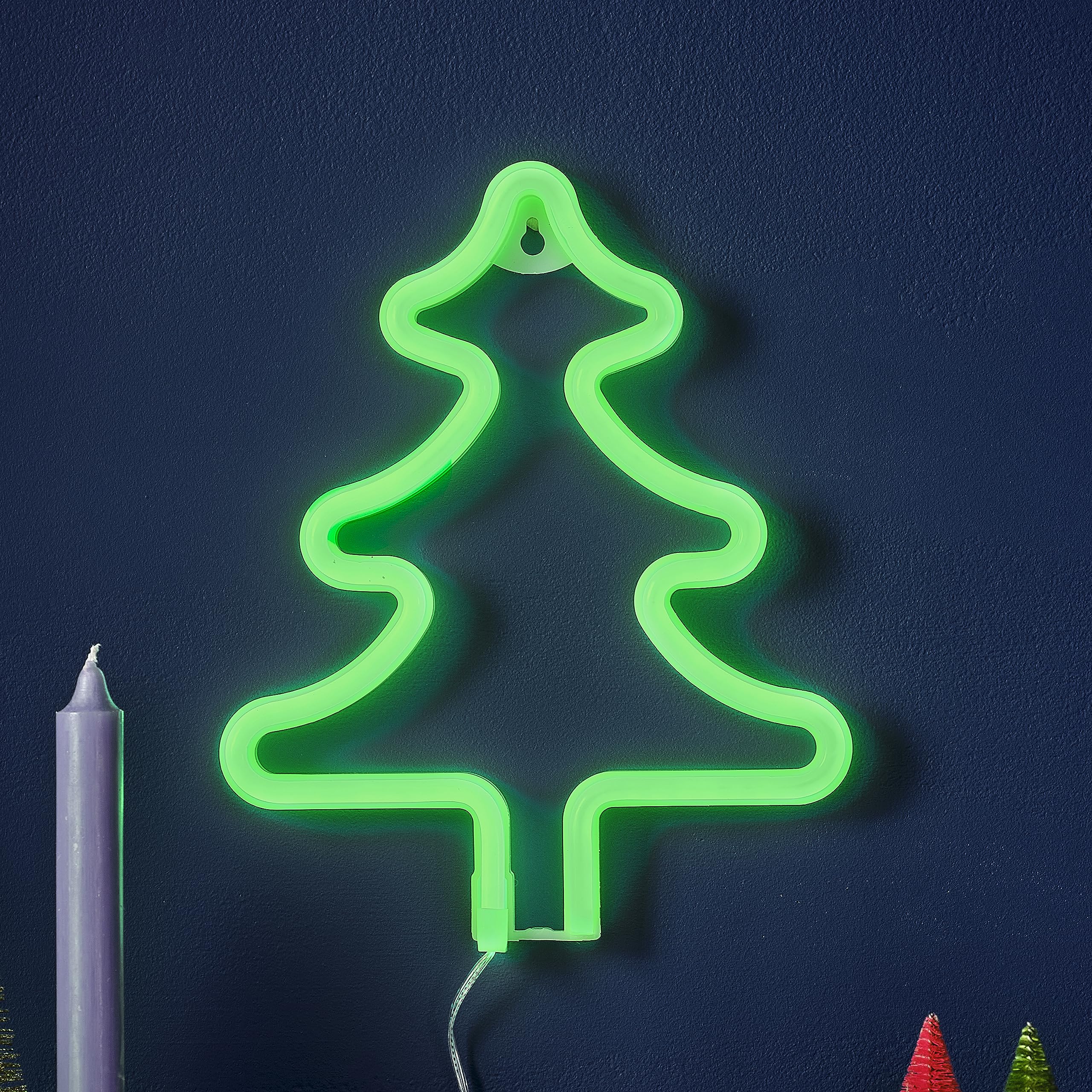 Ginger Ray Christmas Green Tree Neon Light Decoration Fireplace Tabletop Decoration