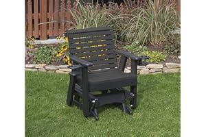 ECOMMERSIFY INC Black-Poly Lumber ROLL Back Poly Resin 2 FEET Patio Garden Traditional Glider with Cupholder arms Heavy Duty Everlasting - Made in USA - Amish Crafted