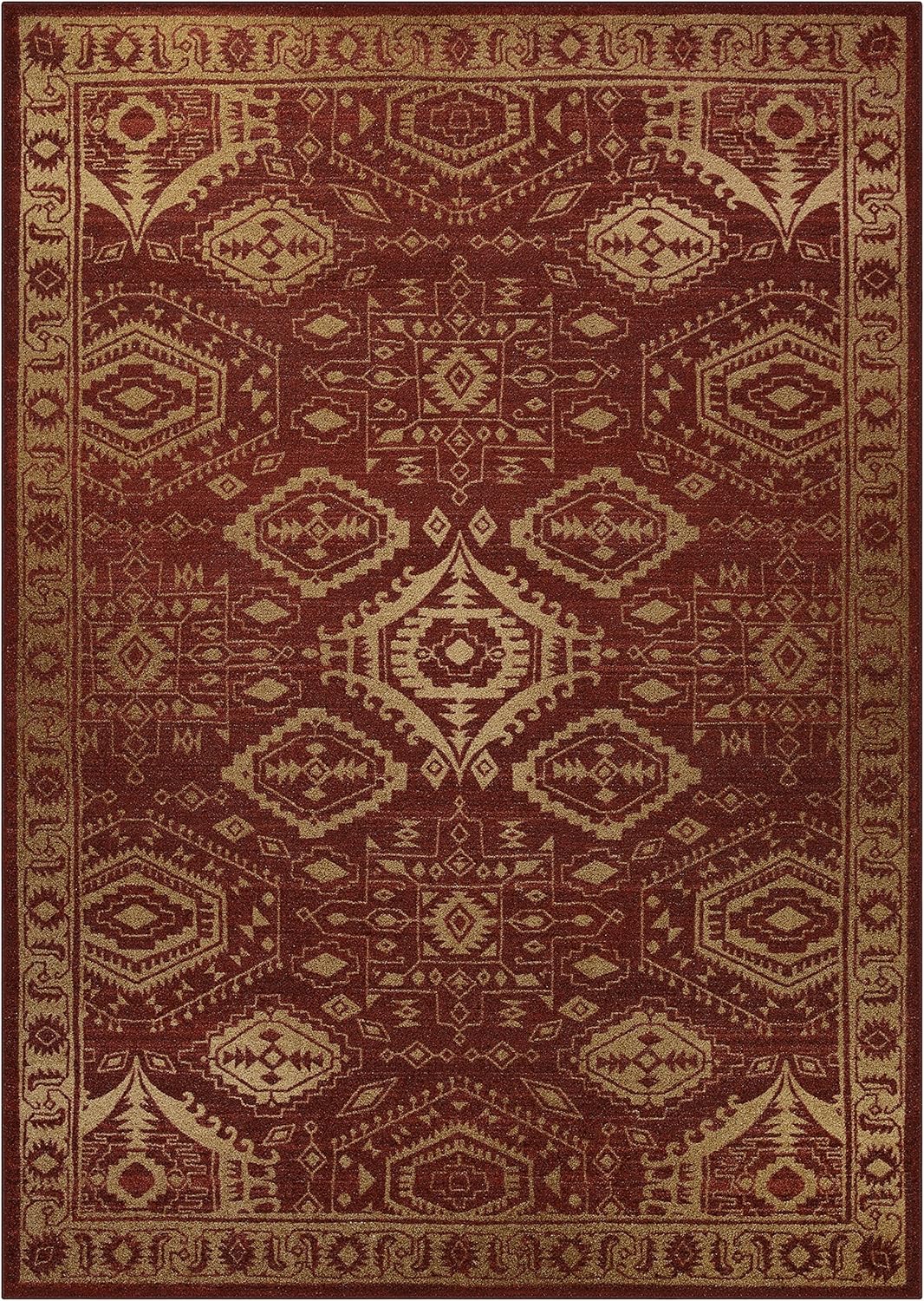Maples Rugs Area Rug - Georgina 7 x 10 Large Area Rugs [Made in USA] for Living Room, Bedroom, and Dining Room, Red/Gold