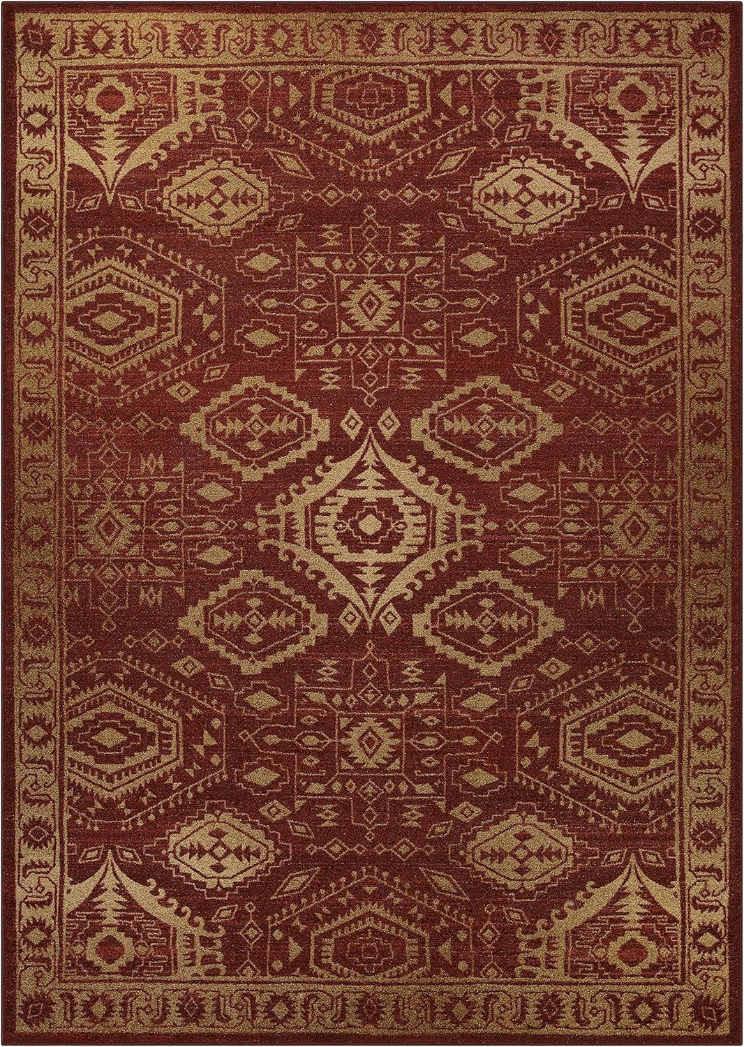 Maples Rugs Area Rug - Georgina 7 x 10 Large Area Rugs [Made in USA] for Living Room, Bedroom, and Dining Room, Red/Gold