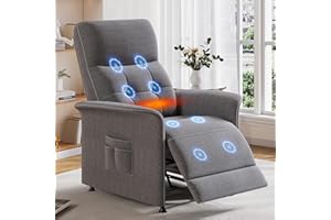 LEGACYAMERHOME Power Recliner Chair for Adults with Heated and Massage, Adjustable Electric Reclining Chair Sofa, Single Sofa Home Theater Seating with Side Pocket for Living Room, Bedroom