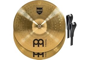 MEINL CYMBALS Meinl 16” Marching Cymbal Pair with Straps - Brass Alloy Traditional Finish - Made In Germany, 2-YEAR WARRANTY (MA-BR-16M)