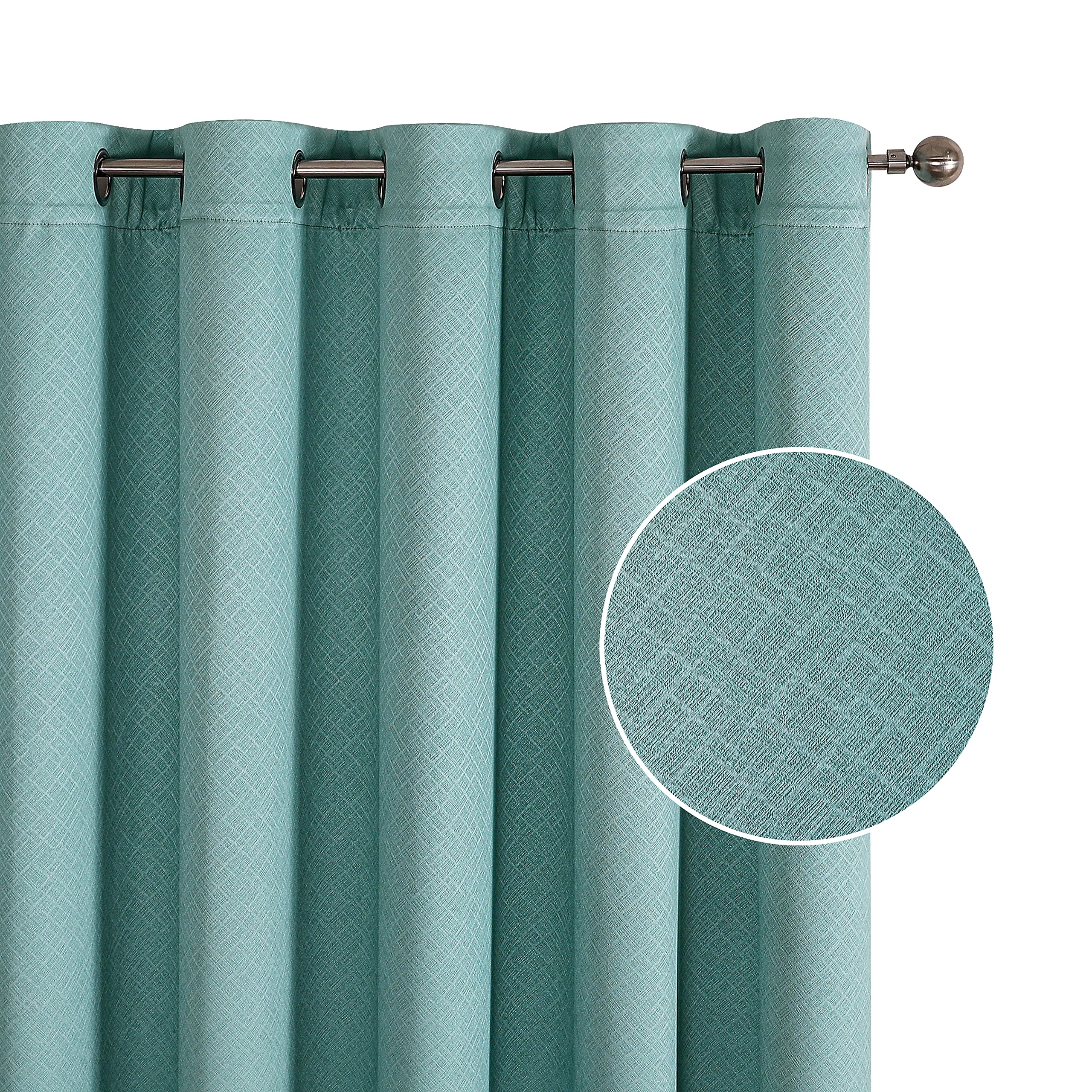 Krismile Full Blackout Curtains 96 inch Drop 2 Panles Overstock Eyelet Noise Reducing for bedroom - Thermal Insulated & Room Darkening,Thick Extra Long Lined for Livingroom 52 x 96 inch Teal Color — image 1