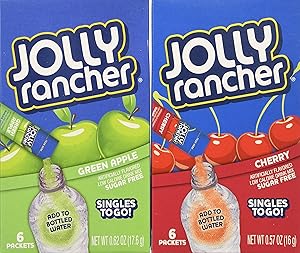 Jolly Rancher Singles to Go Variety Bundle 0.57 oz (Pack of 12) ~ 6 Green Apple & 6 Cherry. Each box contains 6 Packets. TOTAL 72 DRINK MIX PACKETS