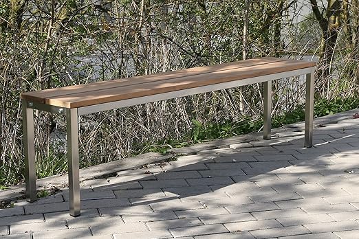 Szagato Sitzbank Gartenbank Bxtxh 100x30x40cm Edelstahl Sitzbank Fur Wohnraum Aussen Bereich Bank Mit Echt Holz Fur Draussen Design Gartenmobel 2 Sitzer Holzbank Marke Made In Germany Amazon De Kuche Haushalt