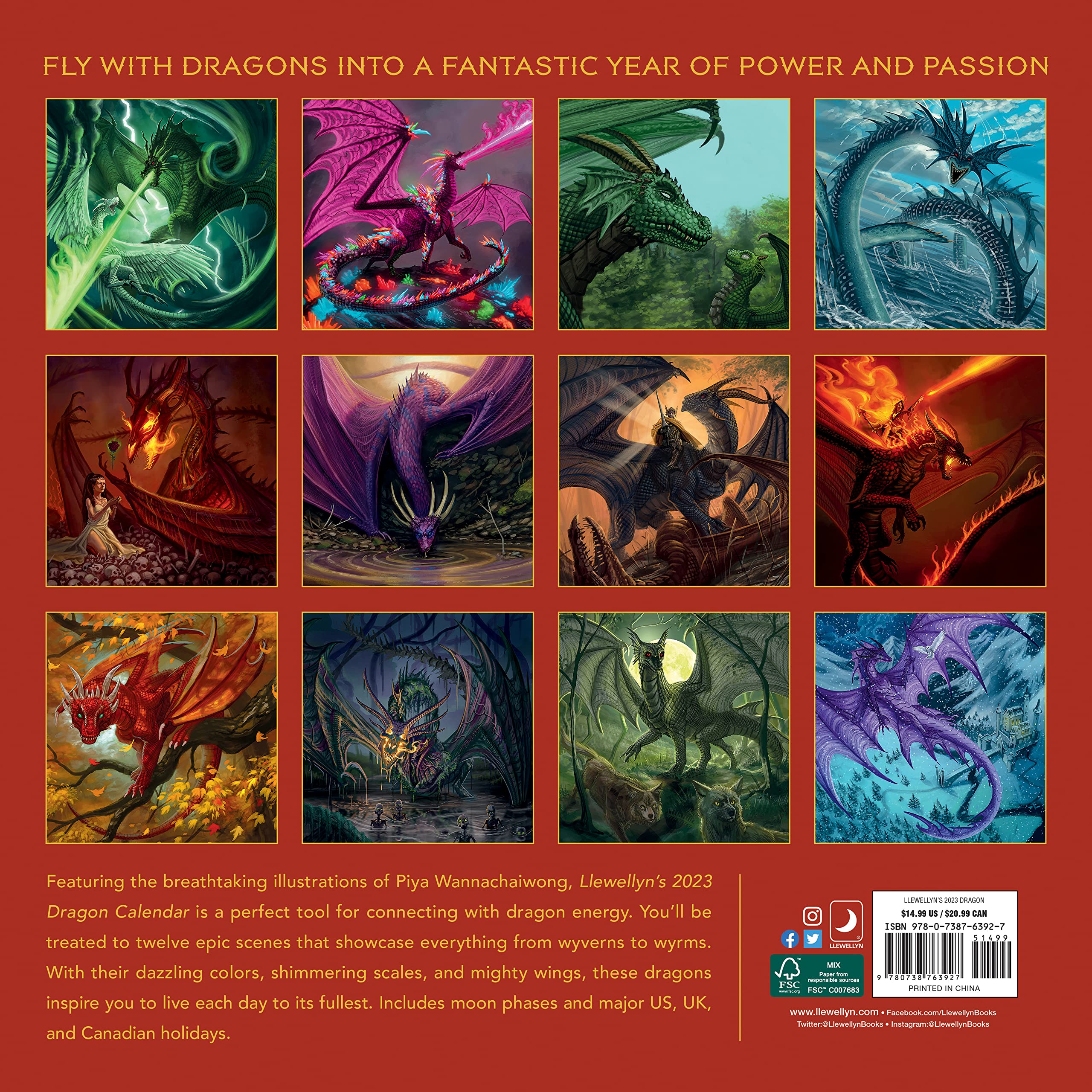 Calendrier 2023 Fsbk Llewellyn's 2023 Dragon Calendar: Wannachaiwong, Piya, Llewellyn:  9780738763927: Amazon.com: Books